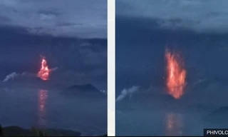 Núi lửa Taal đã bắt đầu phun magma. (Ảnh: Philvolcs)