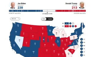 Bản đồ hiển thị kết quả bầu cử của các bang tính đến 2h chiều theo ước tính của Fox News