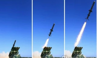 Các tên lửa được Triều Tiên phóng năm 2017. (Ảnh: Yonhap)