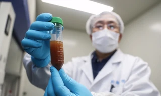 Một nhà khoa học Trung Quốc đang làm việc với vắc-xin phòng virus corona mới (Ảnh: Xinhua)