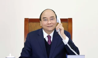 Thủ tướng Nguyễn Xuân Phúc tại cuộc điện đàm. (Ảnh: Mofa)