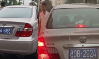 Một chiếc xe có 2 biển xanh. Ảnh: Thanh Niên