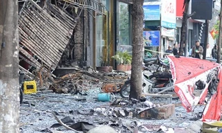 Hiện trường vụ cháy sáng 2/11. Ảnh: Thanh Hà.