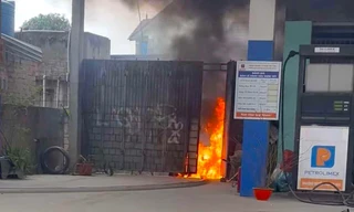 Nghệ An: Cây xăng phát hỏa vào chiều mùng 4 Tết, nhiều người hoảng hốt
