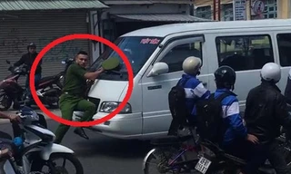 Xe khách vi phạm ủi cảnh sát hàng trăm mét trên phố Đà Lạt