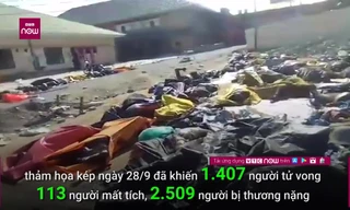Cảnh tang thương của thảm họa kép ở Indonesia