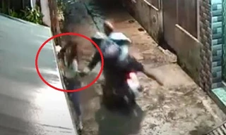 Cướp giật phăng túi xách của cô gái đi bộ trong ngõ