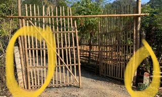 Cột mốc ranh giới giữa đất quy hoạch nghĩa trang nhân dân, lò hoả táng của thành phố Sơn La và đất quy hoạch của trường Đại học Tây Bắc. Ảnh Nghiêm Huê