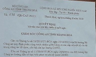 Cảnh cáo cán bộ thẩm tra hồ sơ vụ trung úy công an bị xuất ngũ