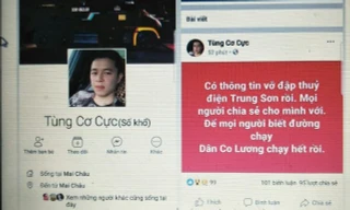Tài khoản “Tùng Cơ Cực” đăng Status thông tin vỡ đập Thủy điện Trung Sơn. 