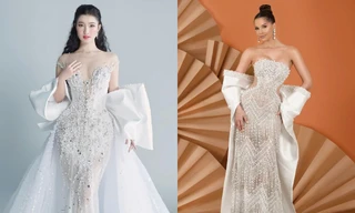 Trang phục dạ hội của Phương Nhi "đụng hàng" tân Miss International 2023