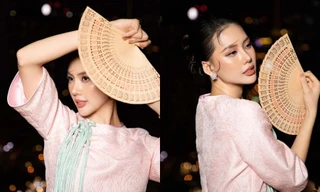 Hoa hậu Bùi Quỳnh Hoa đẹp dịu dàng trong thiết kế áo dài cách điệu