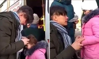 Cha chia tay con gái nhỏ giữa tình hình căng thẳng ở Ukraine, ai xem cũng rơi nước mắt