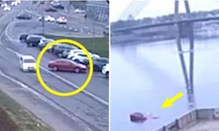 Bí ẩn chiếc ô tô "ma" tự lùi qua 2 làn đường và rơi xuống sông dù không có người lái