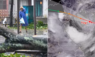 Video bão Yagi đổ bộ vào đảo Hải Nam (Trung Quốc): Mưa trắng trời, ô tô bị lật