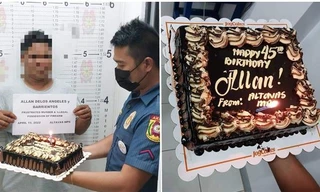 Bắt tên tội phạm bị truy nã vào đúng sinh nhật hắn, cảnh sát Philippines mua bánh kem tặng