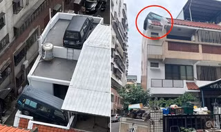 Bực mình vì phải nộp phạt do đỗ xe sai quy định, chủ xe "đậu" luôn lên nóc nhà