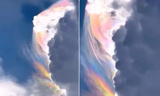 “Cầu vồng" thẳng đứng trên bầu trời khiến nhiều người ngỡ ngàng, báo hiệu điều gì?