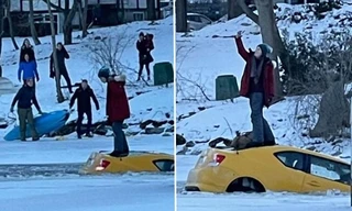 Vội vã tới cứu cô gái có ô tô bị chìm ở sông, nhưng đội cứu hộ Canada bất ngờ khi đến nơi