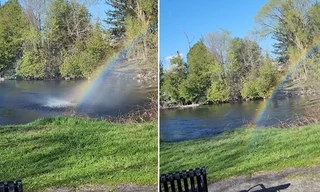 Hai bố con gặp “điểm cuối của cầu vồng” khi đang đi dạo, đây là hiện tượng gì?