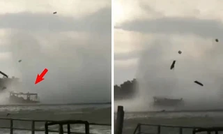 Video vòi rồng nước lao thẳng vào thuyền du lịch ở Thái Lan, lật úp thuyền trong tích tắc