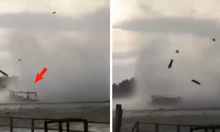 Video vòi rồng nước lao thẳng vào thuyền du lịch ở Thái Lan, lật úp thuyền trong tích tắc