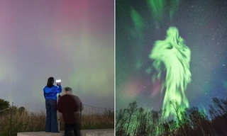 Cực quang kỳ ảo giống hệt hình nữ thần trên bầu trời Na Uy, gây ấn tượng mạnh