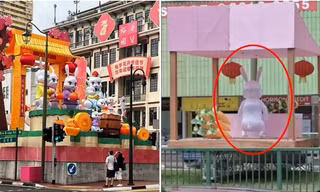 Linh vật thỏ trang trí mừng Tết Nguyên đán 2023 ở Singapore bị chê tơi tả