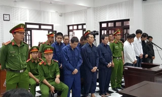 Các bị cáo tại phiên toà.