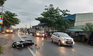 Thượng úy CSGT bị xe container cán tử vong