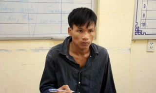 Đối tượng Thanh tại cơ quan công an. 