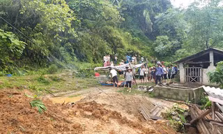 Hiện trường vụ sạt lỡ đất thương tâm.