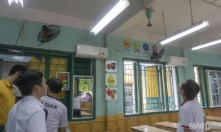 Em N.T.M.T bị thương ở vùng trán.