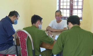 Đối tượng Bùi Như Thế tại cơ quan Công an.