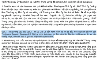 Nội dung đăng tải trên Trang thông tin điện tử Uỷ ban Kiểm tra Trung ương