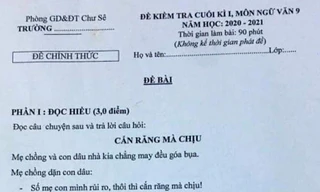 Đề kiểm tra môn Ngữ văn của Phòng GD&ĐT huyện Chư Sê