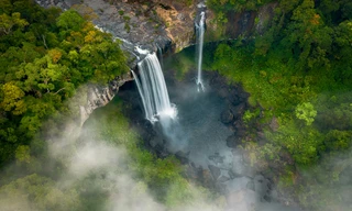 Thác K50 nằm trong vùng lõi rừng nguyên sinh thuộc Khu Bảo tồn Thiên nhiên Kon Chư Răng, ở huyện Kbang. Ảnh Phan Nguyên