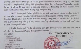 Công văn xin lỗi phụ huynh của UBND thành phố Pleiku
