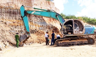 Vị trí khai thác khoáng sản trái phép tại thôn Thanh Trung, phường Ngô Mây, thành phố Kon Tum