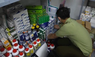 Lực lượng chức năng kiểm tra lô hàng.