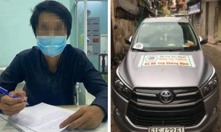 Tài xế P. và phương tiện tại Công an.