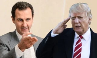 Tổng thống Mỹ Donald Trump (bên phải) và Tổng thống Syria Bashar Al-Assad.