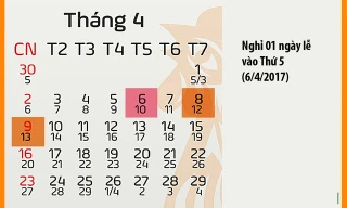 Công chức, viên chức nghỉ 1 ngày trong Lễ Giỗ tổ Hùng Vương 2017. 