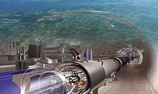 Máy gia tốc Vòng tròn Tương lai (FCC) nằm ngay bên cạnh LHC. Ảnh: CERN.