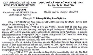 VPF gửi công văn xin lỗi CLB Sông Lam Nghệ An
