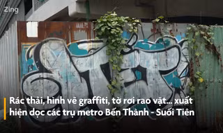 Cả tuyến metro Bến Thành - Suối tiên bị bôi bẩn, vẽ graffiti
