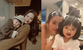 Hòa Minzy ghi điểm với cách dạy con, Đông Nhi rủ con gái Winnie chụp ảnh selfie cưng xỉu