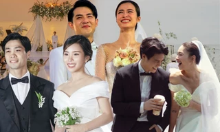 Đám cưới sao Việt ở bãi biển: Đông Nhi canh đúng hoàng hôn, Ngô Thanh Vân dùng nửa tấn hoa