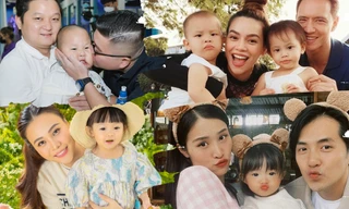 Nhóc tì nhà sao Việt chụp ảnh với bố mẹ: Leon "khó ở", Winnie tạo dáng chuyên nghiệp