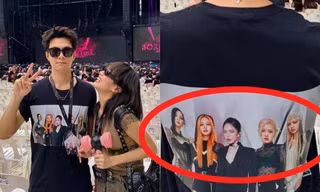 Vợ chồng Diệu Nhi đi xem concert BLACKPINK, netizen thích thú với chiếc áo "độc lạ" của Anh Tú